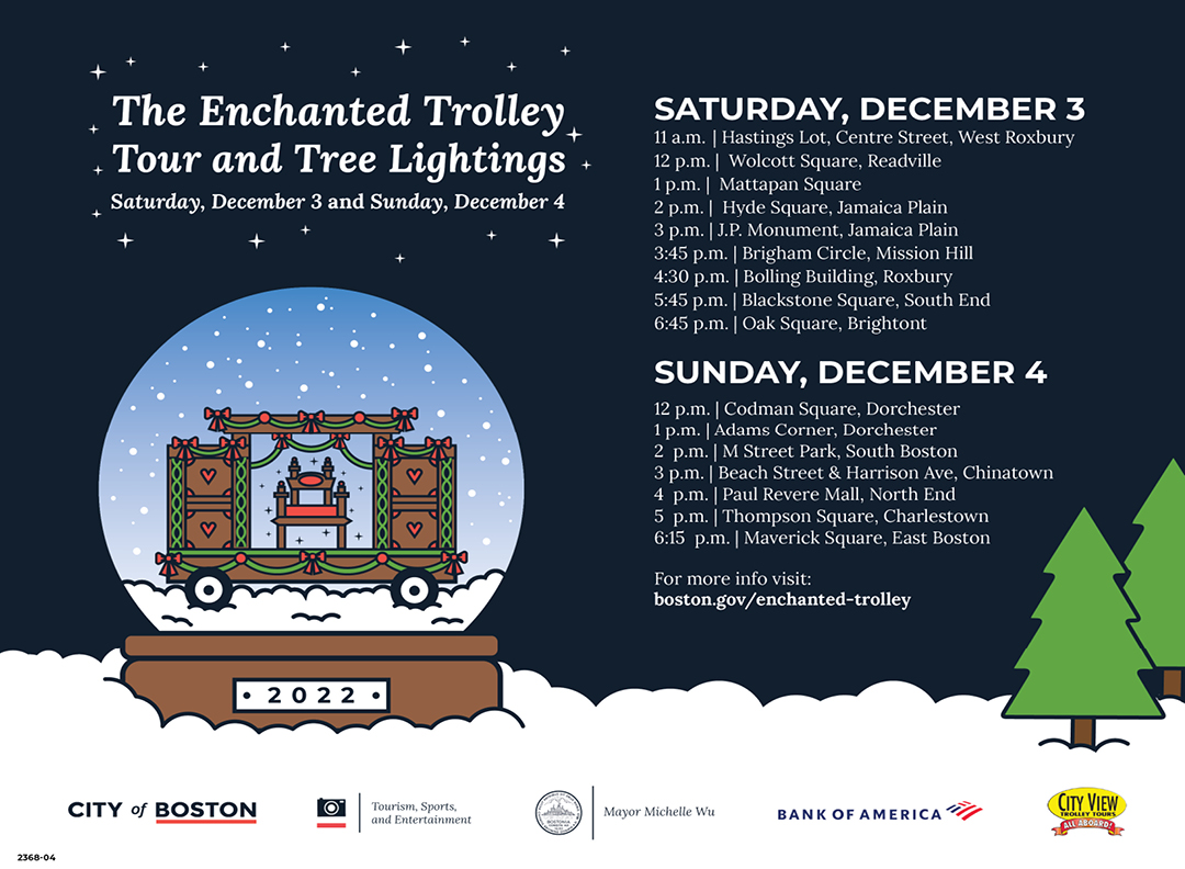 CodmanHealth's tweet photo. All aboard the Enchanted Trolley Tour! @MayorWu will be stopping in Codman Square on Sun 12/4. Events start at Codman Square Park at Washington St and Talbot Ave, at 12 noon, with the Holiday Tree Lighting. Don't miss this annual kick-off to the holiday season! #CSNDC #CSHC https://t.co/01SNW7K7sc