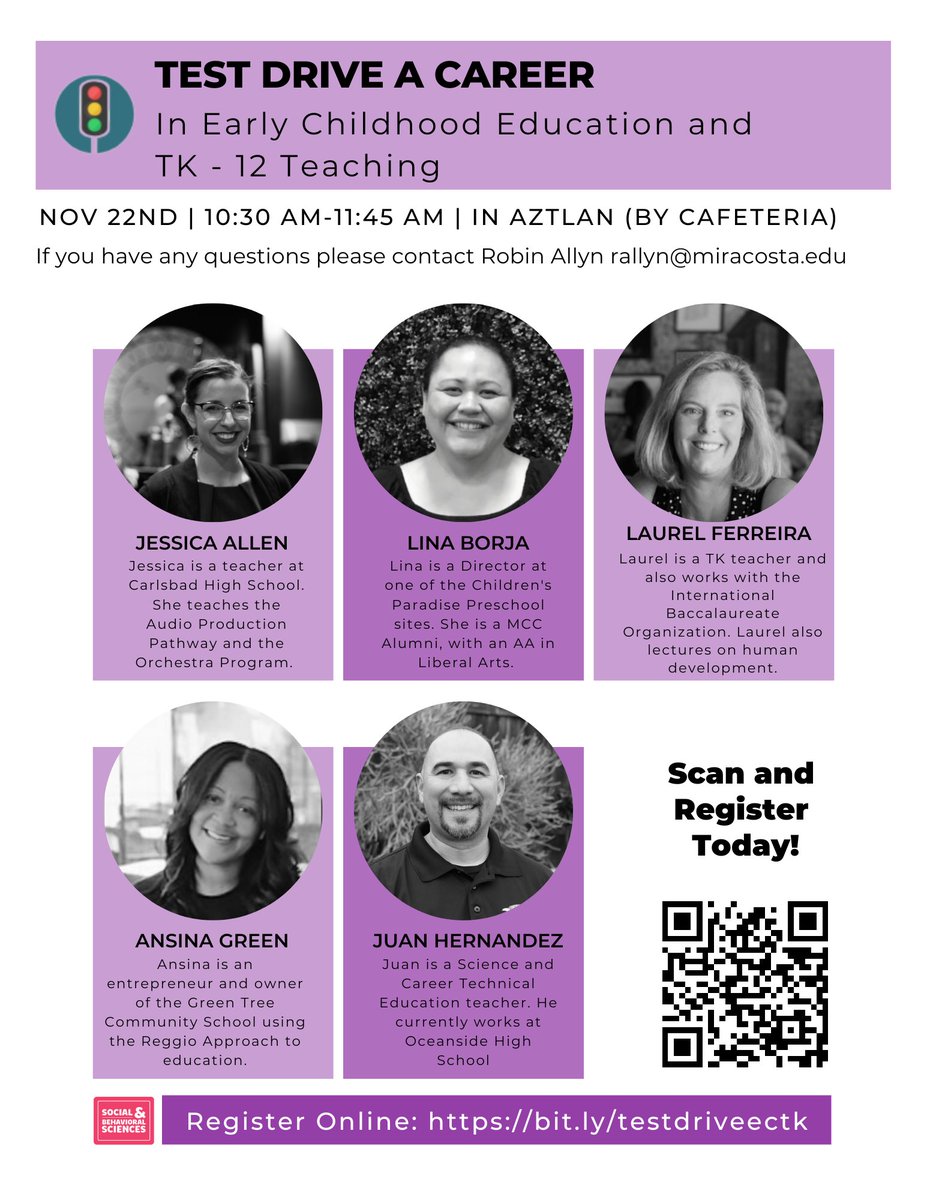 PRE-THANKSGIVING EVENTS THIS WEEK! Mon. 11/21: 11:00a-12:15p Beyond the Dream Today watch party, careers@miracosta.edu | Tues. 11/22: 10:30-11:45a Test Drive Your Career in Education  @ Aztlan, Bldg3400, tinyurl.com/bdhpw7ts | 5:30-6:30p Let's Talk Math tinyurl.com/MCCSTEMLCevents