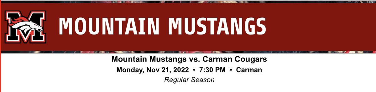 ZoneIVMustangs's tweet photo. Game Day! Mustangs head to Carman to take on the Cougars. 7:30 puck drop https://t.co/dcjXmf6m3d