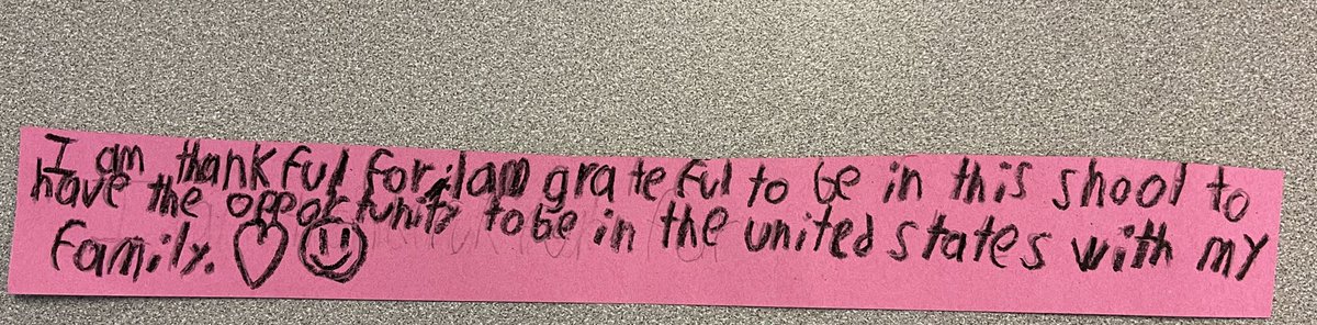 MissFrango's tweet photo. After reading, Thankful by Elaine Vickers, we created our own thankful chain just like the character did! Last month, I received the sweetest girl from Mexico and this was part of her chain! Creating a positive, safe, loving environment is 🔑 @LeaphartElem @LexRich5Schools https://t.co/gwjcrvBLvZ