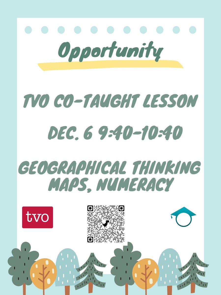 Come join us December 6, 9:40am for a co-taught geo lesson with our guests from TVO. Sing up with your teacher-librarian and participate in an interactive lesson on mapping, geographical thinking and numeracy.  #TVDSBlearntech #TVDSBLLC