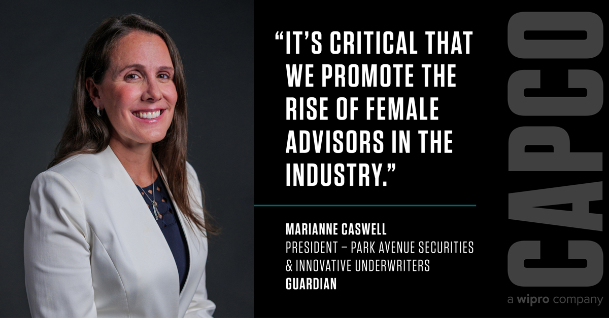 Capco spoke with Marianne Caswell at @Guardian Life -- She explains why it is critical that we promote the rise of #femaleadvisors in #financialservices. Learn more #WomeninWealth  okt.to/frKRsA #womeninwealth #leaders #advisors #customers #wealthmanagement