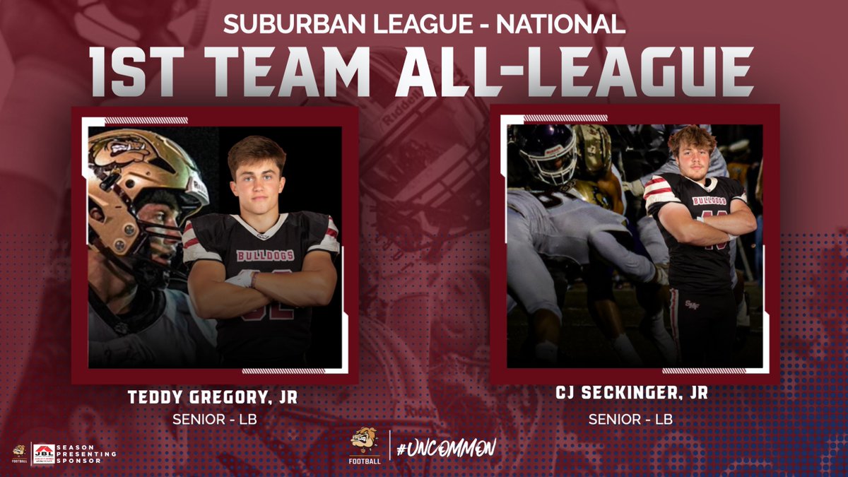 Congrats to <a href="/T_gregory32/">Teddy Gregory</a> &amp; <a href="/cjseckinger46/">Cj Seckinger</a> on being selected for FIRST TEAM All-Suburban League! GO BULLDOGS! #UNCOMMON