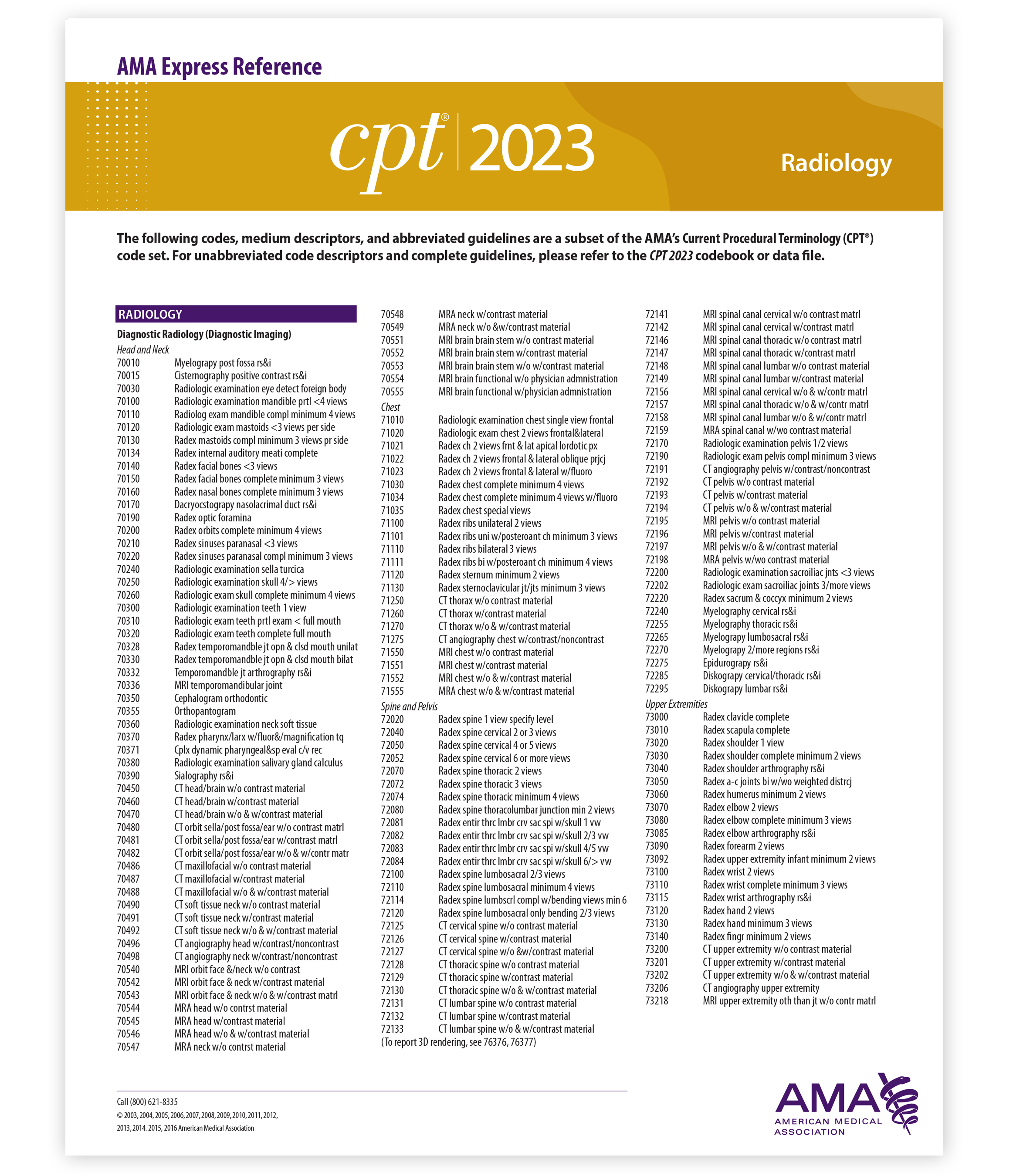 [PDF] Free PDF CPT 2023 Express Reference Coding Card Radiology BY