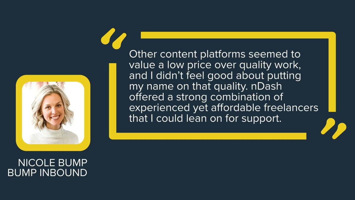 nDash's tweet photo. How do you create compelling, highly relevant #content for niche #B2Bbrands in a scalable and cost-effective way? @NicoleMEBump, a fractional #contentdirector serving B2B brands, is scaling her business and better serving clients with @nDash #freelancers. https://t.co/6X3XndhjWf https://t.co/dL0o3oh649