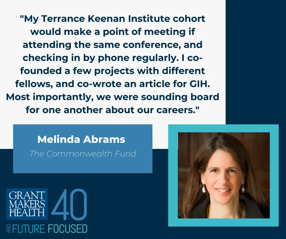 Grantmakers In Health (@gihealth) on Twitter photo Melinda Abrams, the Executive VP for Programs <a href="/commonwealthfnd/">Commonwealth Fund</a>, reflects on the impact of the Terrance Keenan Institute on her work. Today’s connection is tomorrow’s inspiration.
Build your network with GIH: buff.ly/3LHTN8t Melinda Abrams, the Executive VP for Programs <a href="/commonwealthfnd/">Commonwealth Fund</a>, reflects on the impact of the Terrance Keenan Institute on her work. Today’s connection is tomorrow’s inspiration.
Build your network with GIH: buff.ly/3LHTN8t