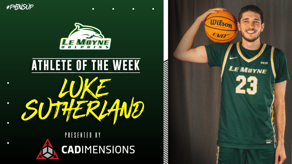Luke Sutherland (<a href="/LeMoyneMBB/">Le Moyne College Men's Basketball</a>) selected as Le Moyne College Athlete of the Week, presented by CADimensions, Inc. #PhinsUp 

lemoynedolphins.com/news/2022/11/2…