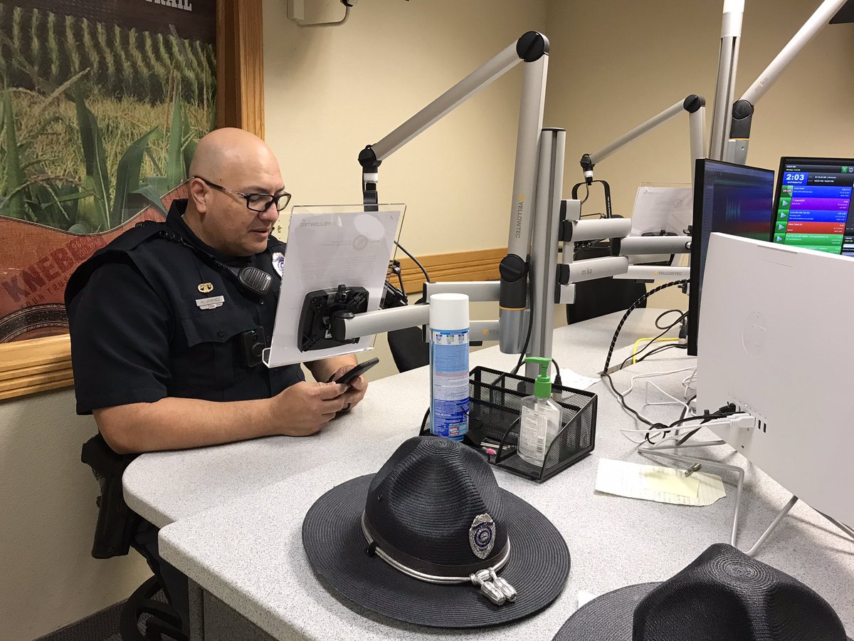 NSP_TroopE's tweet photo. Sgt Jimenez (#NSP300) and Trp Flick (#NSP382) were out at #RuralRadio this morning talking about #DrivingSafe during the holidays. Traffic increases with the Holidays so PLEASE #SlowDown #BuckleUp #DriveSober #PutThePhoneDown and #BeSafe!!! @KNEB @RuralRadioNet https://t.co/wbG8MsdOQZ