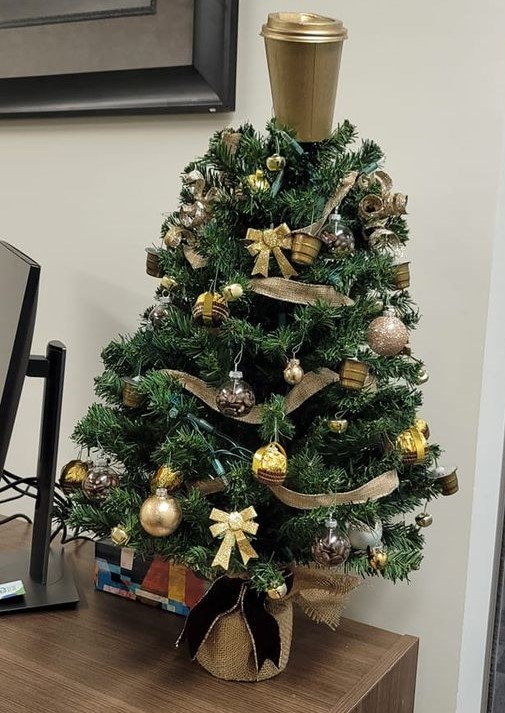 We decorated this beauty for the festival of trees! We love coffee in this office so why not put it on our mini tree as well! Let us know if you spot it at the festival!