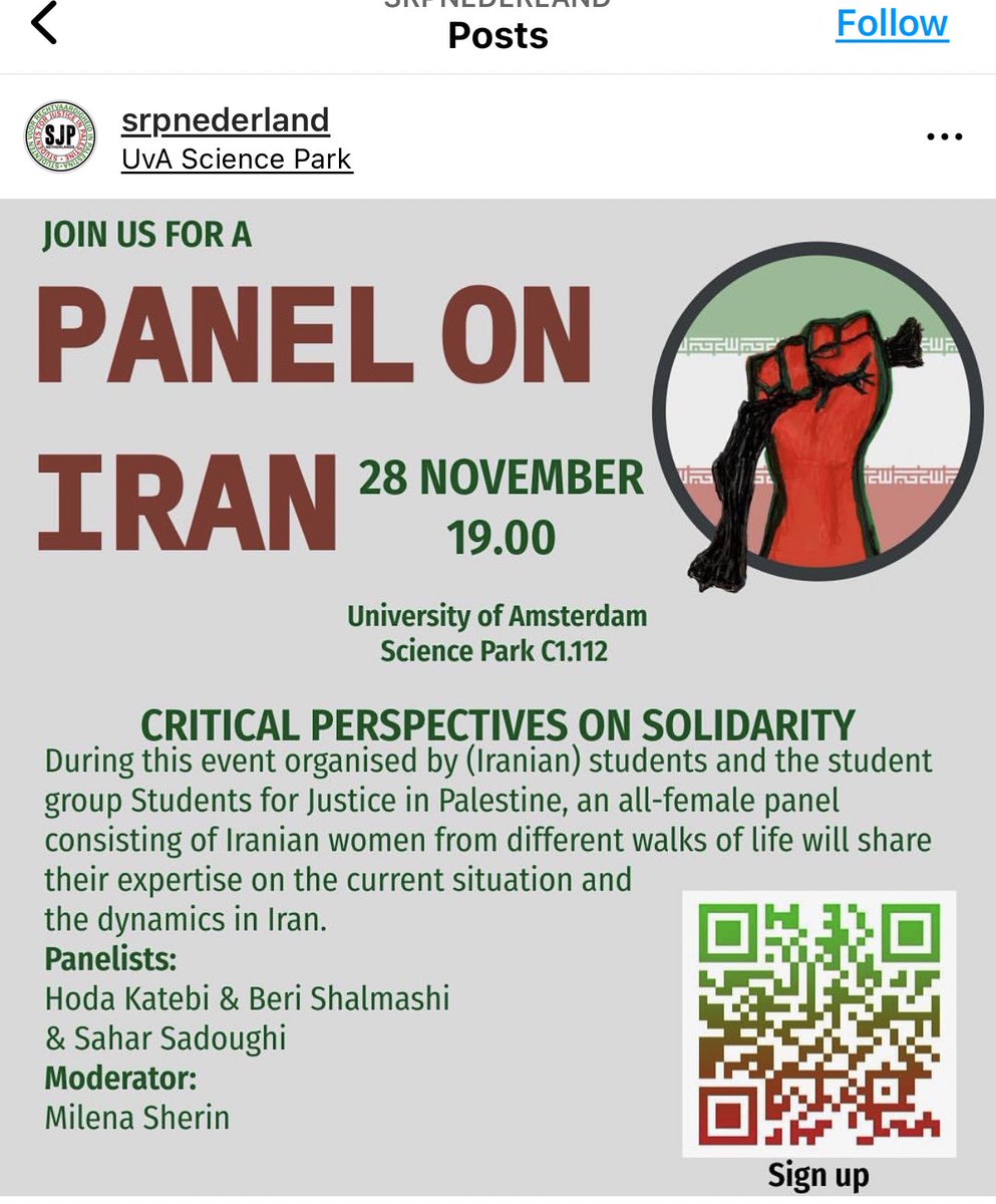 vbearn's tweet photo. بچه‌های #هلند لطفاً مرام بذارید اینو پخش کنید.
هدی کاتبی، نایاکی و خون‌شور درجه دو، داره ۲۸ نوامبر میاد دانشگاه آمستردام سخنرانی کنه به نمایندگی از جنبش زنان. این کثافت همونیه که چند هفته پیش گفته بود «تحربم‌های آمریکا» باعث قتل مهسا امینیه.

همه باید ایمیل بدیم به دانشگاه و 👇 https://t.co/3peZeJoerv