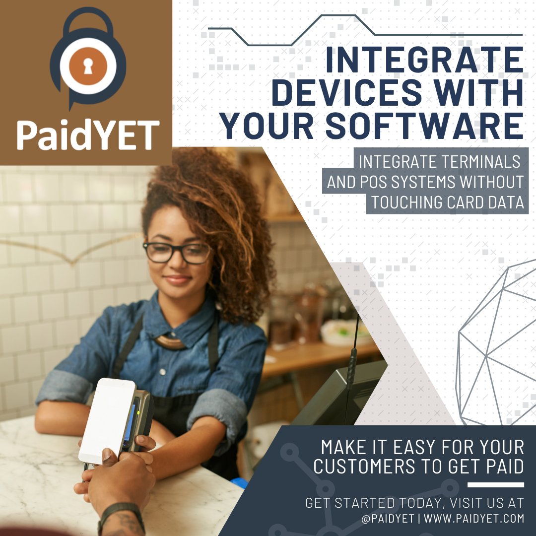 Choose from our wide range of trusted #POS and terminal integrations to securely start accepting today's most popular #payment methods on-site.

Payment #solutions tailored for your #SaaS. Get started today at paidyet.com.
