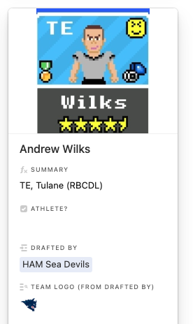 With the first pick in the second round of the Season 32 RFNA Draft, the Hamburg Sea Devils select TE Andrew Wilks, Tulane.

<a href="/FrankieMcNugget/">Frankie McNugget</a> <a href="/VoodooRetro/">Voodoo Retro ⚜</a>