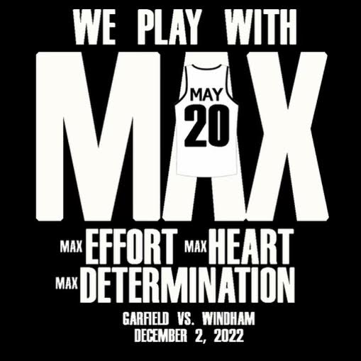 Max May Appreciation Night!
Friday 12.2.22
For those unfamiliar, May is a senior on the G-Men team this season.
In August 2020, he had a baseball-sized tumor removed from behind his right eye.
He has remained a leader/inspiration to his team &amp; has attended all practices &amp; games.