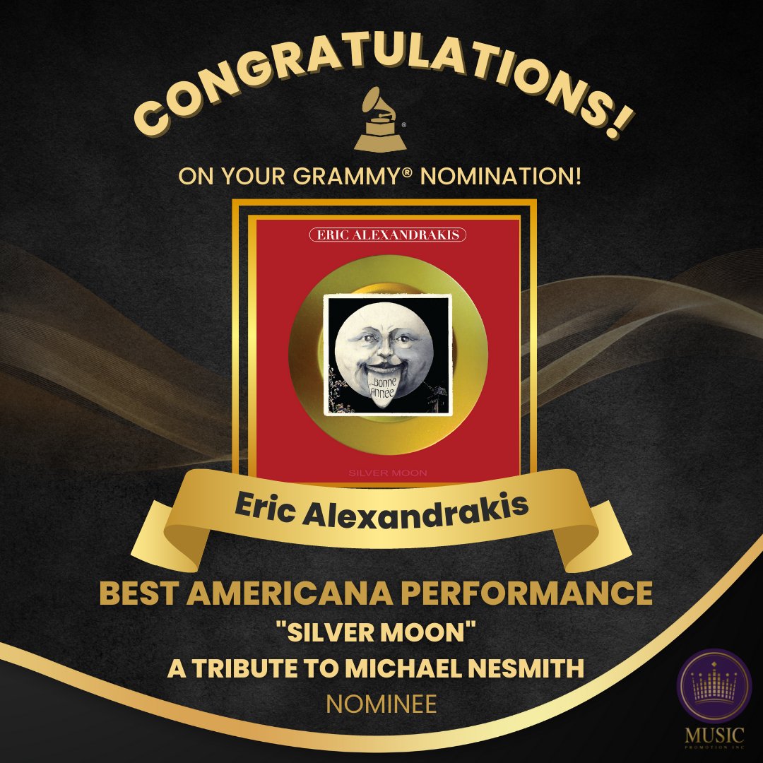 Congratulations to my husband, Eric!!! @Alexandrakis #GrammyNominated #Grammys2023 #GRAMMYs #SilverMoon #MikeNesmith #EricAlexandrakis #Americana