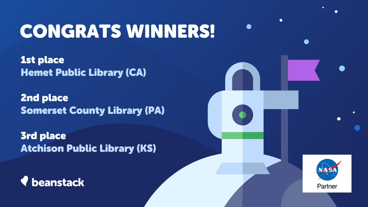 zoobeanreads's tweet image. Congratulations to the winning libraries for the @NASAArtemis reading challenge! We hope your readers will enjoy the STEM circulation bags 🚀Thank you to all of the libraries and readers who participated! @SomersetCounty1
#STEAMinLIB #BeanBlast #nasa