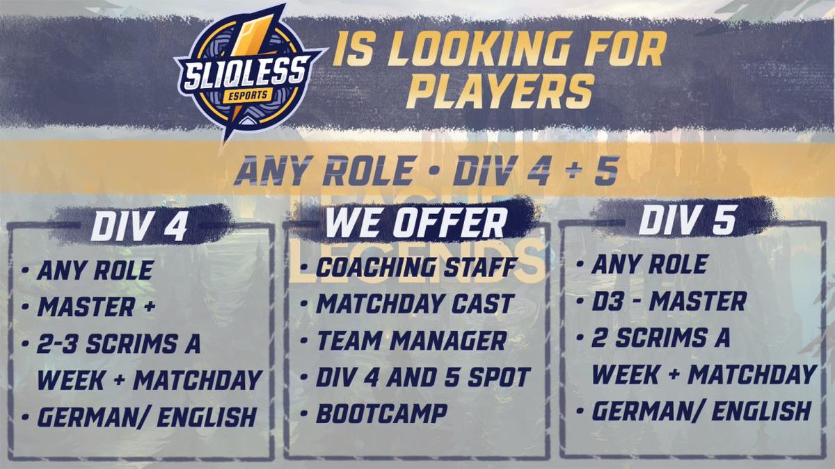 We are looking for players, for the Spring Split of Primeleague 2023. 
Feel free to DM or add Faolan#8481 on Discord.

Retweets are appreciated!💙
Feel free to Tag Players below.