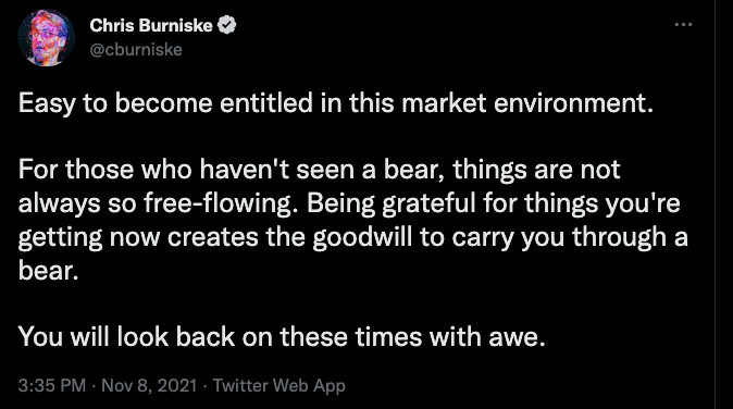 Easy to become depressed in this market environment.

For those that've forgotten what a bull feels like, things are not always down-only. Being grateful for the units you're stacking now creates character to keep you sane next bull. 

You will look back on these times with awe.