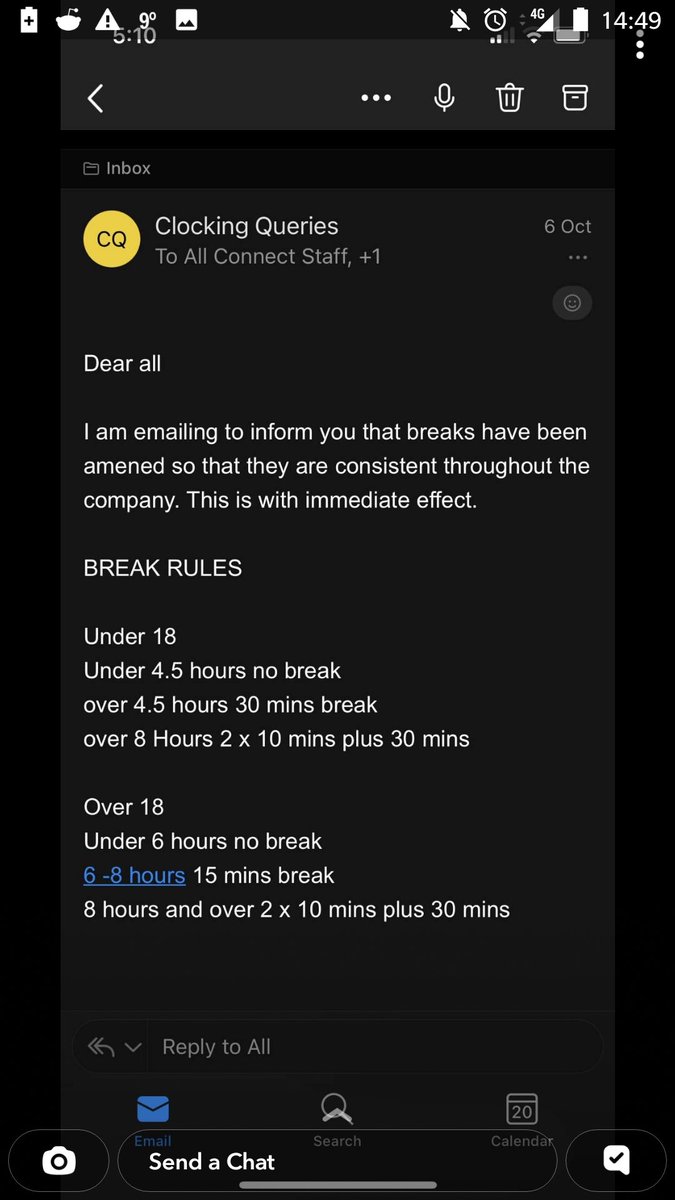 lee_adach's tweet photo. So it seems that Careium (formerly Centra/Doro) seem to think that UK employment law isn't something to concern themselves with. 

#Employers #staffing #breaks #workplace #work https://t.co/offFEs6Z0y