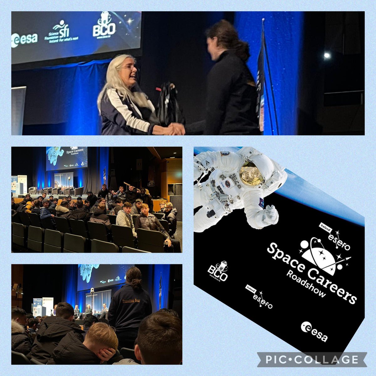 TYMoylePark's tweet photo. Thank you to @Esero_ie for hosting #spacecareers roadshow today @TheHelixDublin our TYs @moylepark really enjoyed themselves with Senan winning the prize for best question. It was an excellent opportunity for our students to engage with space industry professionals 🚀👩‍🚀 https://t.co/OZj8aMSCtZ