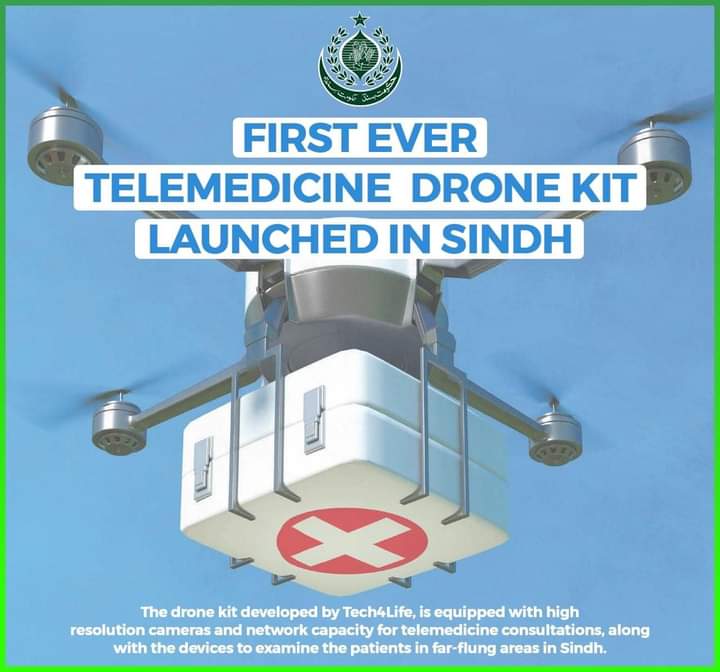 kausar_381's tweet photo. سندھ میں پہلی میڈیکل ڈرون کٹ متعارف کروادی گئی۔
Sindh Health Minister Dr. Azra Fazal Pechuho has launched first telemedicine drone kit developed by #Tech4Life.The drone kit is equipped with high resolution cameras &network capacity for telemedicine consultations.
#SindhGovernment https://t.co/JsAOmYmobV