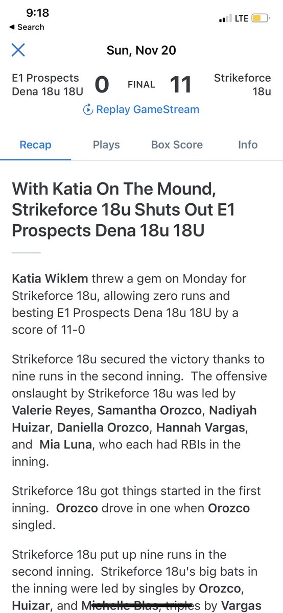 Katiawiklem's tweet photo. Yesterday I pitched my first shutout game of the season! @ocstrikeforce @SoftballLh https://t.co/LIxi6RJqC3