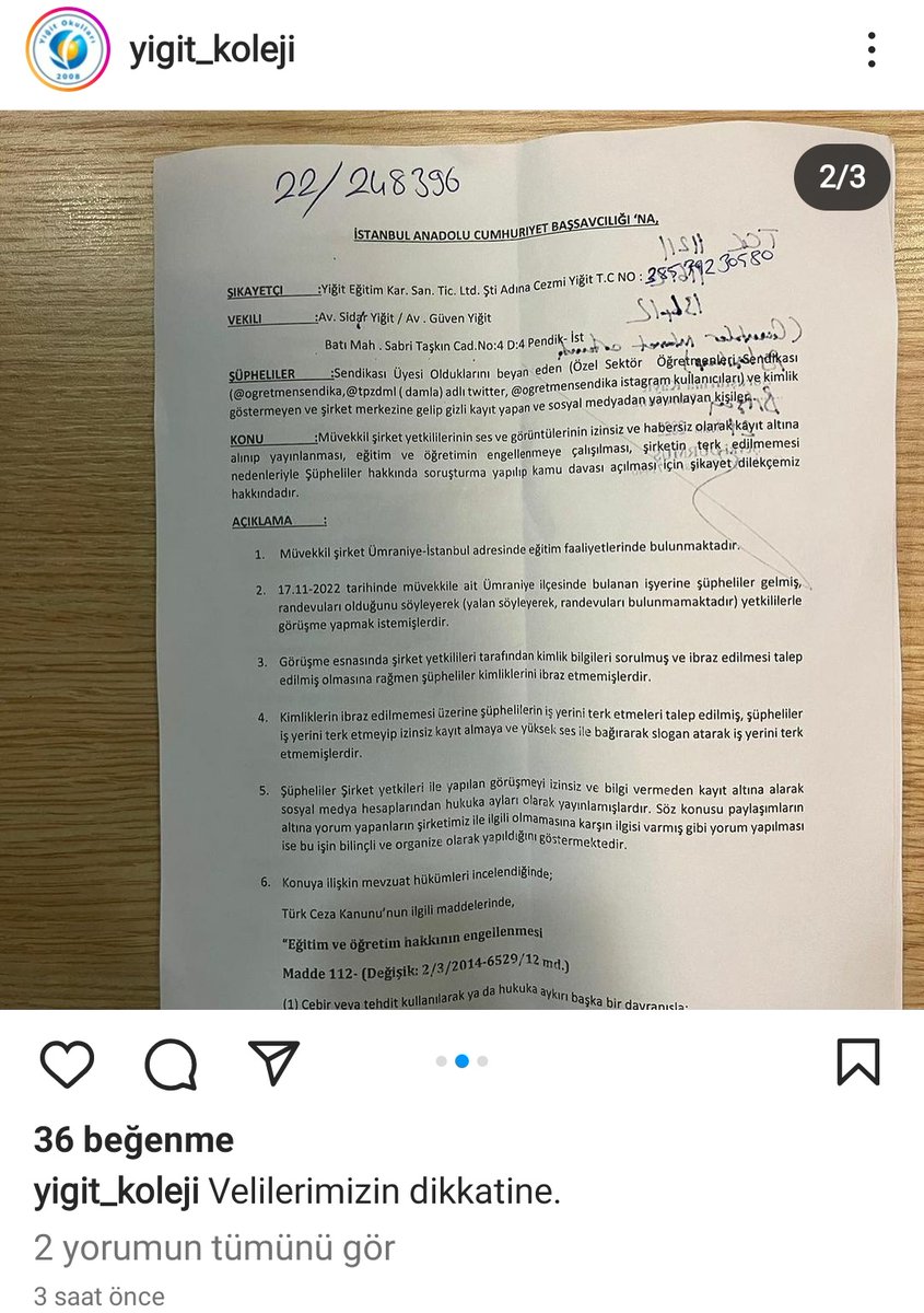 ogretmensendika's tweet photo. ◾ Yiğit Okulları, Sendikamızın üyelerini tehdit ve mahkeme yolu ile korkutabileceğini mi sanıyor? 
◾Yiğit Okullarının yönetimi yalana sarılıyor. Sömürünün üstünü yalanla örtemezsiniz. Çünkü binlerce Sendikalı var! 
◾Kimliğimizi emeğin sınıfından aldık. Alışın! #SendikanVar https://t.co/LExRJdxsPm