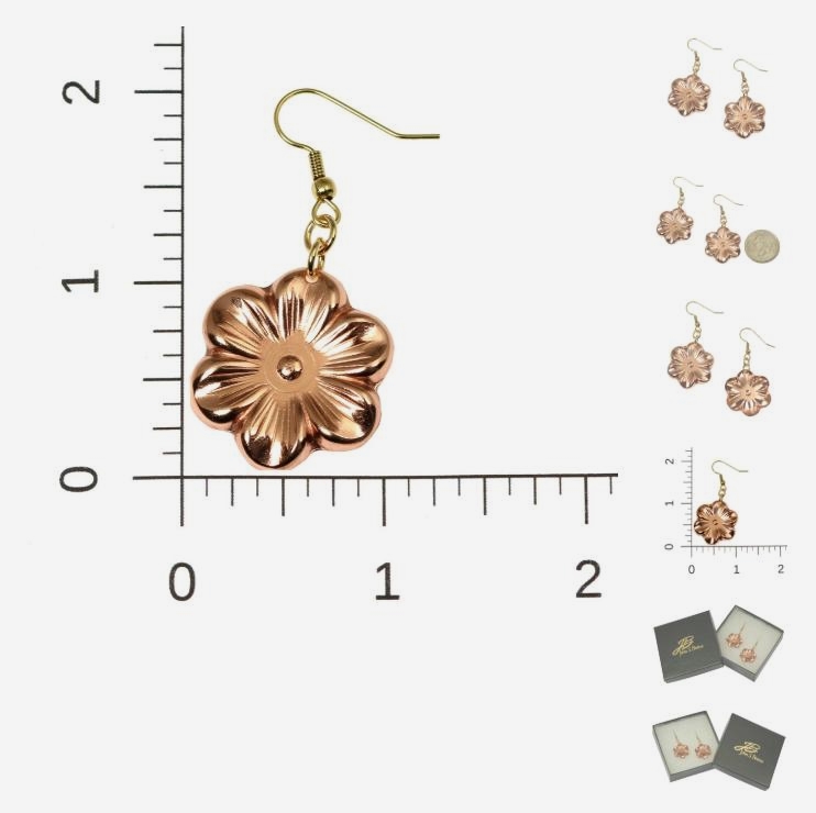 Cool Copper Sakura Flower Earrings Showcased on John S Brana Handmade Jewelry #JohnSBrana johnsbrana.com/products/coppe… #CopperGifts #MadeInSF