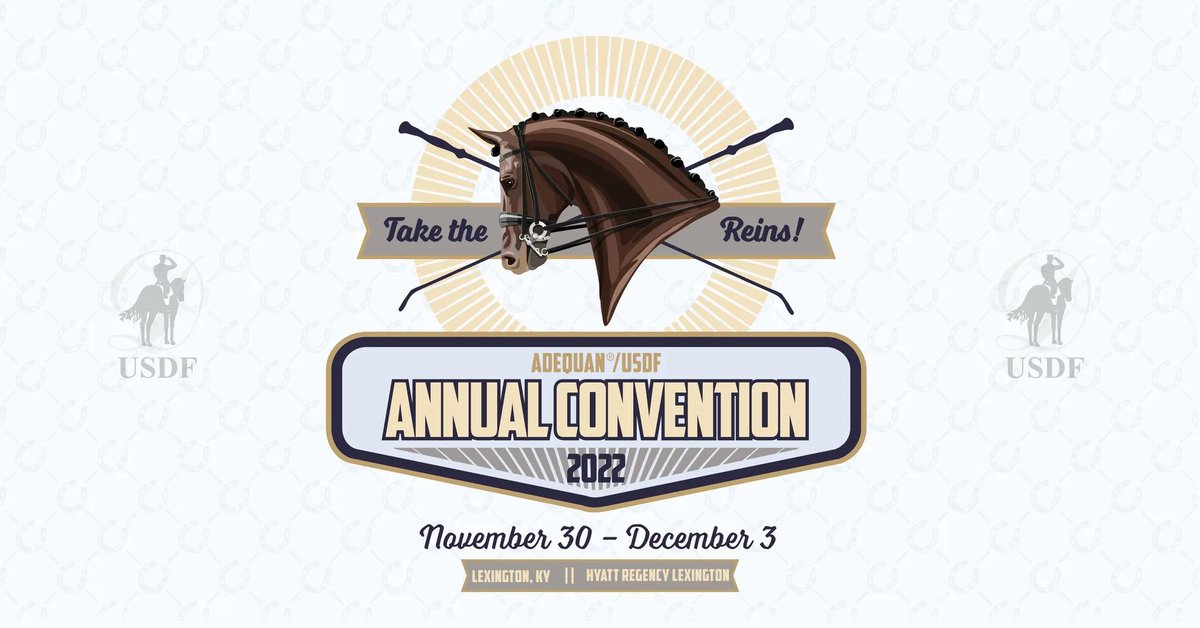 USDF's tweet photo. The 2022 Adequan®/USDF Annual Convention is just around the corner & the excitement is building! From education to networking to awards, here are some of the awesome things attendees can look forward to in Lexington: https://t.co/8gjwtr1nFZ
#TakeTheReins #USDFConv https://t.co/OaATrAWeeC