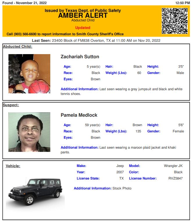 Amber Alert discontinued for East Texas child | KEYE