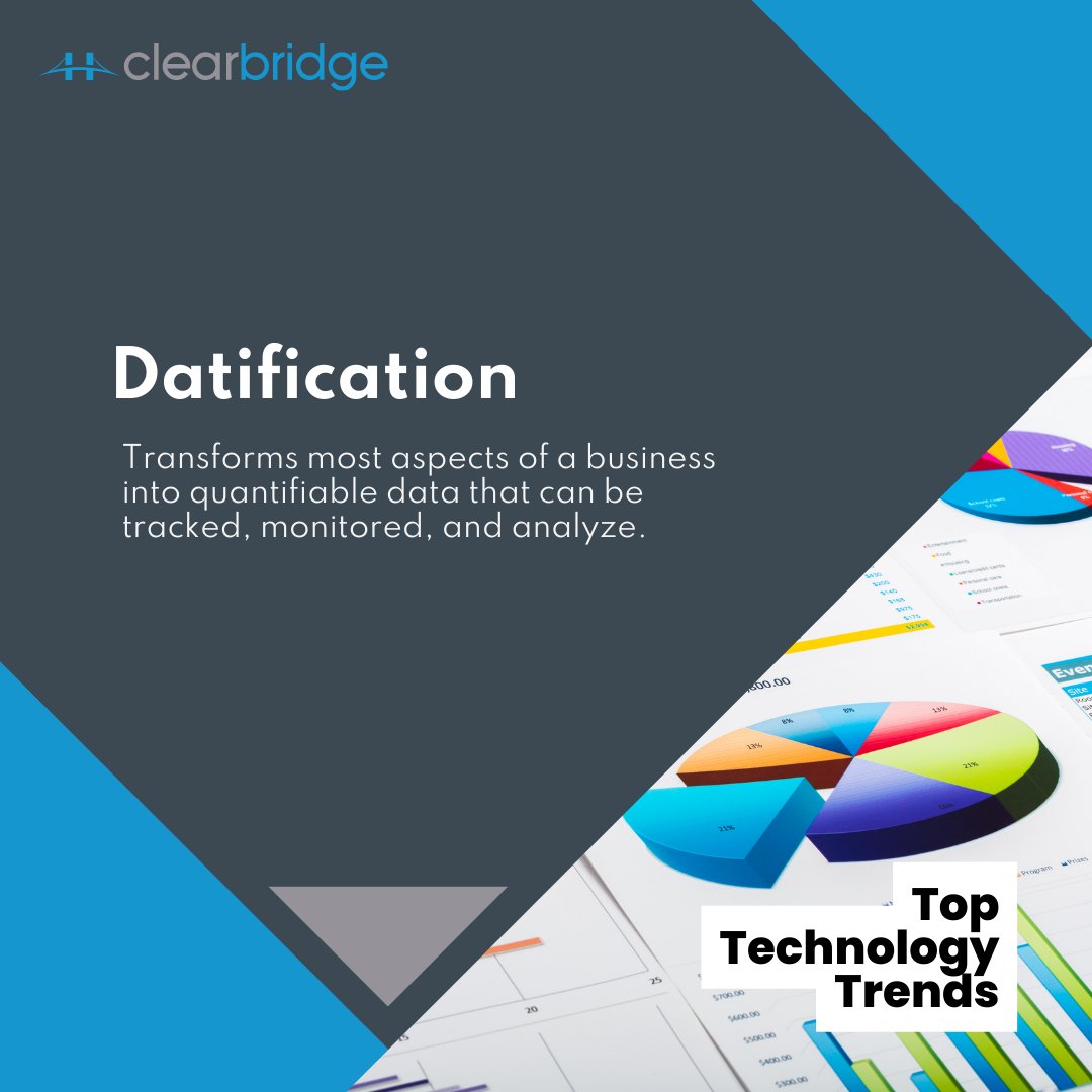 clearbridge's tweet photo. Datification is the transformation of most aspects of a business into quantifiable data.

With datafication however, there is also a growing need to store and keep data effectively AND securely.

How do you feel about your data's security?

#techtrends #britishcolumbia #vancity https://t.co/2XL40EJFMy