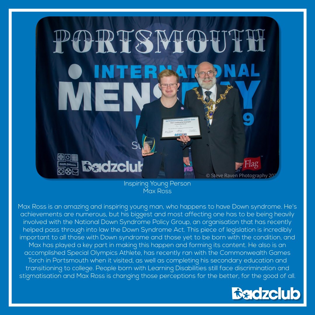 Portsmouth’s International Men’s Day Inspiring Young Person - Max Ross #InternationalMensDay #InternationalMensDay2022 #Downsyndrome #inspiration #RoleModel #portsmouth #dadzclub