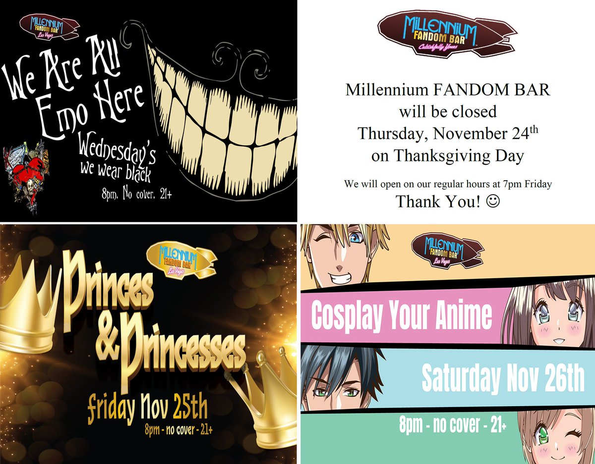 FandomBarLV's tweet photo. https://t.co/Tk2qXwzPNU #FandomBarVegas WEEK EVENTS #MFBLV #Fandom #FandomBar #Cosplay #CosplayBar #VegasCosplay #LasVegas #MillenniumFandomBar #CosplayOrNotLetsFandom #MFBLV #FandomEvents #FandomBarEvents #FandomThemeNights #FandomBarThemeNights #FandomBarVegasThemeNights https://t.co/fFHFurhyl2