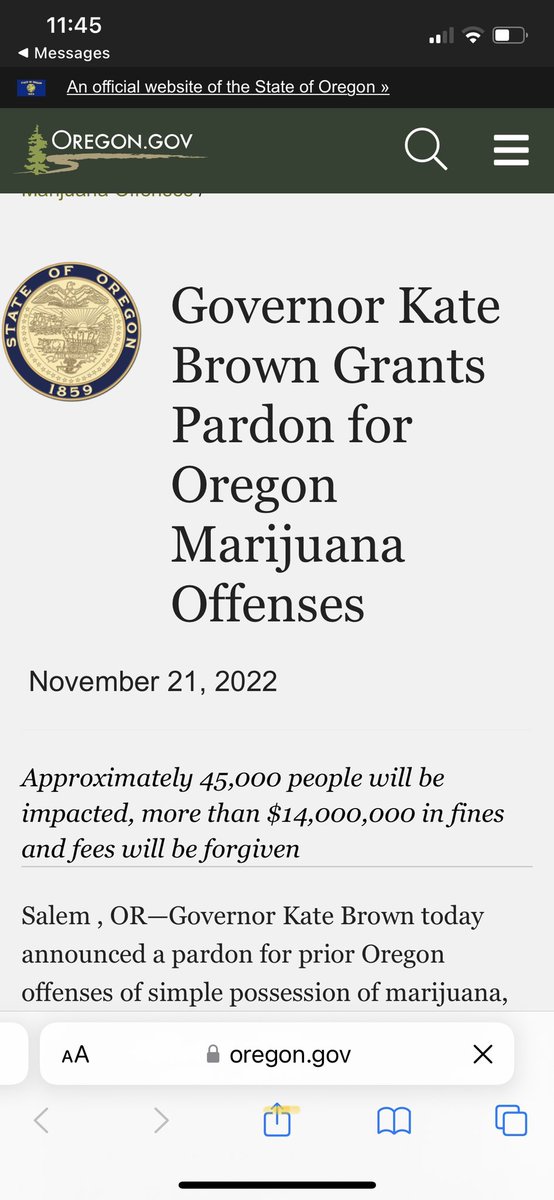 Big clemency news: Oregon governor Kate Brown pardons 47,000+ people convicted of marijuana possession and remits $14 million in related fines. oregon.gov/newsroom/pages…