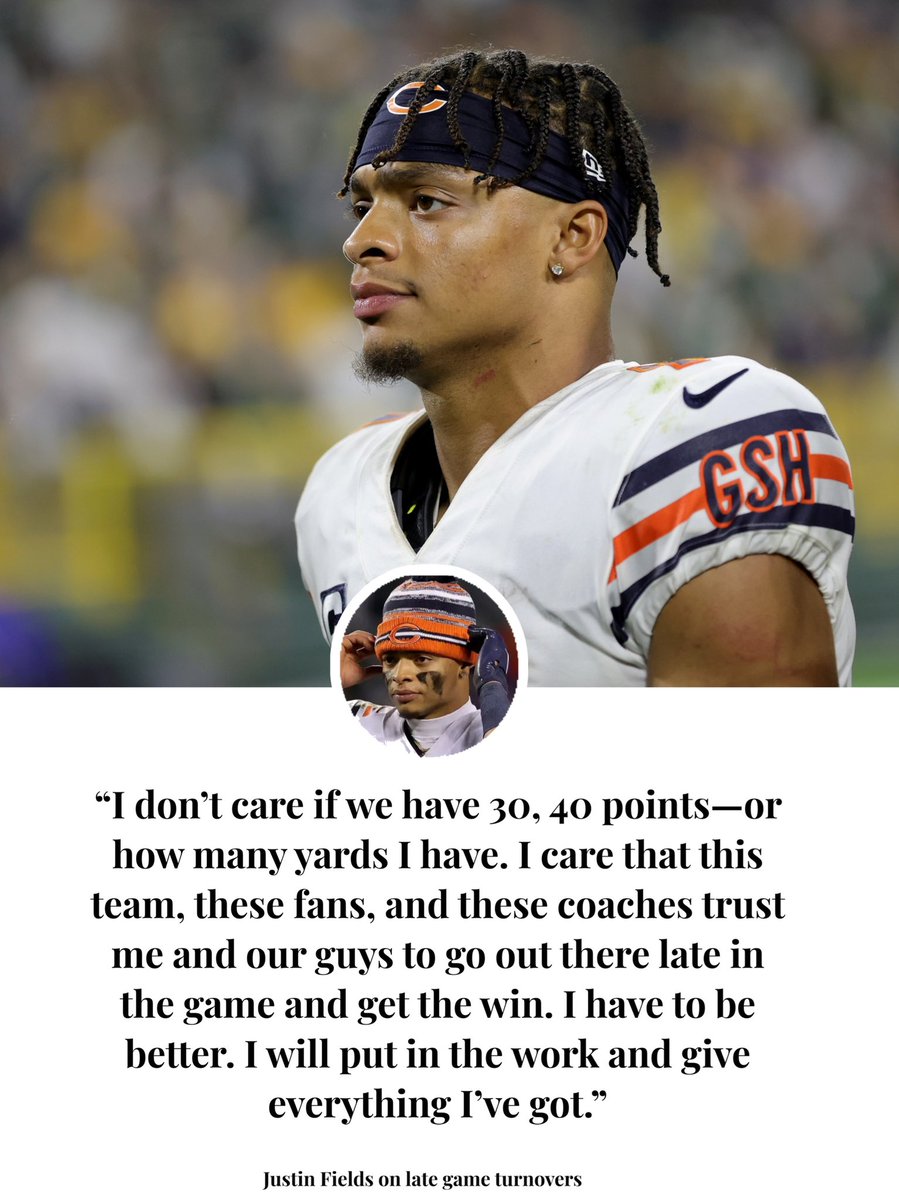 BallsackSports's tweet photo. Justin Fields feels like he’s let the Chicago Bears down, vows to be better. https://t.co/w3SaIYVs25
