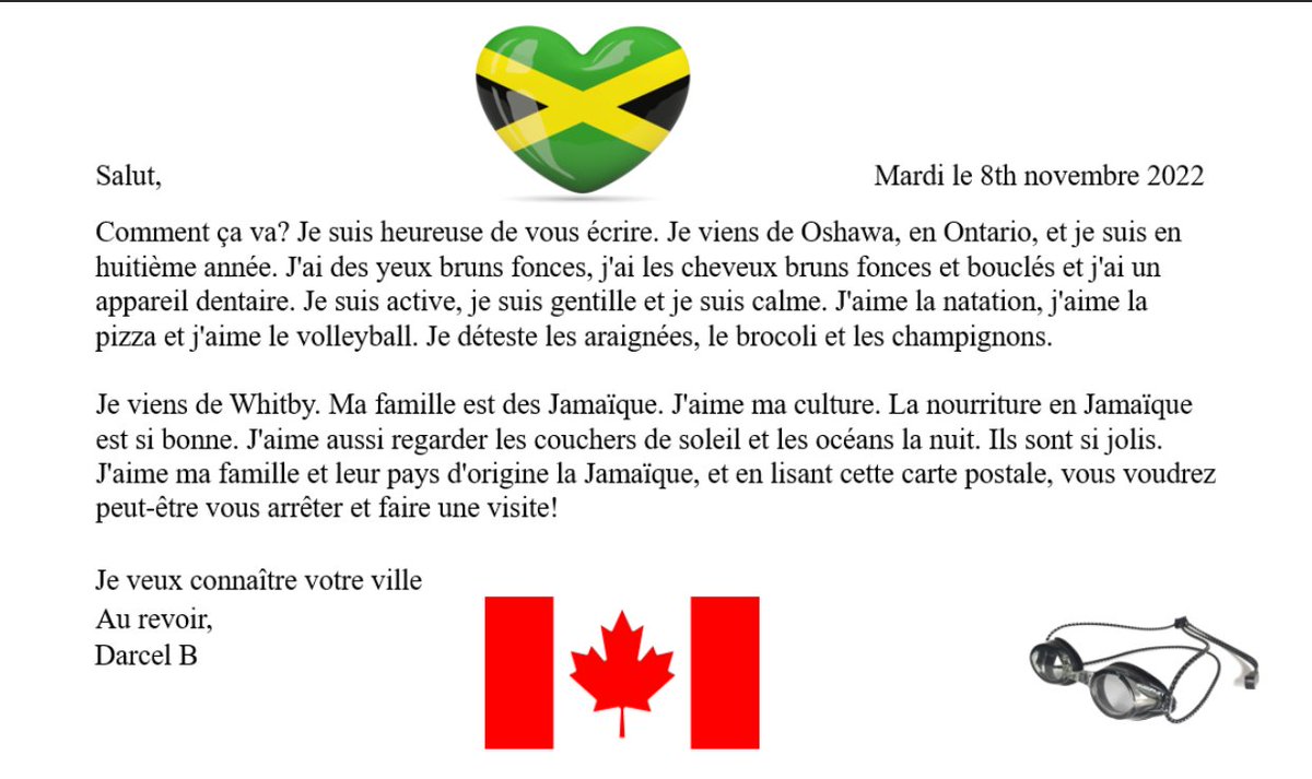 mme_cruz's tweet photo. Partie 2 : Mes élèves de 7e et 8e année ont créé des cartes postales et échangé avec différentes classes de l'école. #FrenchisFun @DCDSBFSL @StLukeWhitby https://t.co/SQl14MAr4Z