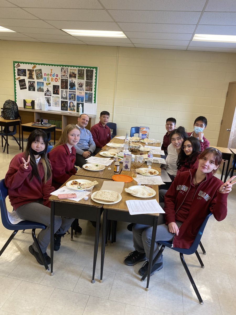 Learning alongside our HRE3MS <a href="/sacredheartchs/">Sacred Heart CHS</a> class with Ms. Gismondi.  Experiential learning at it's finest!

I never knew the text used by Jewish folks during Seder was called the Haggadah.