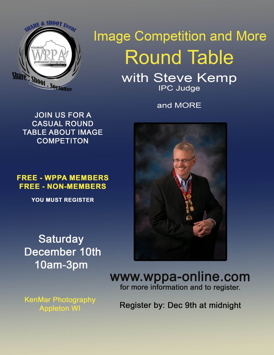 jsteeno's tweet photo. Everyone is welcome to join us on December 10th for a Round Table Discussion on Image Competition and More with Steve Kemp and other Master Photographers.

This will be a casual round table and the Attendees will drive the course of the day's itinerary.

https://t.co/lX7kyO6VHC https://t.co/e3wDTxVWqD