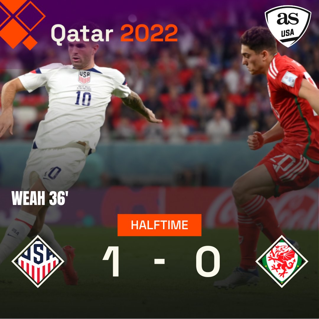 English_AS's tweet photo. 🇺🇸 Gregg Berhalter's men are winning at halftime thanks to a Timothy Weah goal. 

⏳ The USA have been better till now, so Wales will need to be more aggressive if they want to grab a good result.

📡 https://t.co/TSRWmiDCbQ
🌍 #WorldCup #Qatar2022 
🔥 #USA 🆚#Wales https://t.co/h4mbeB7OmD