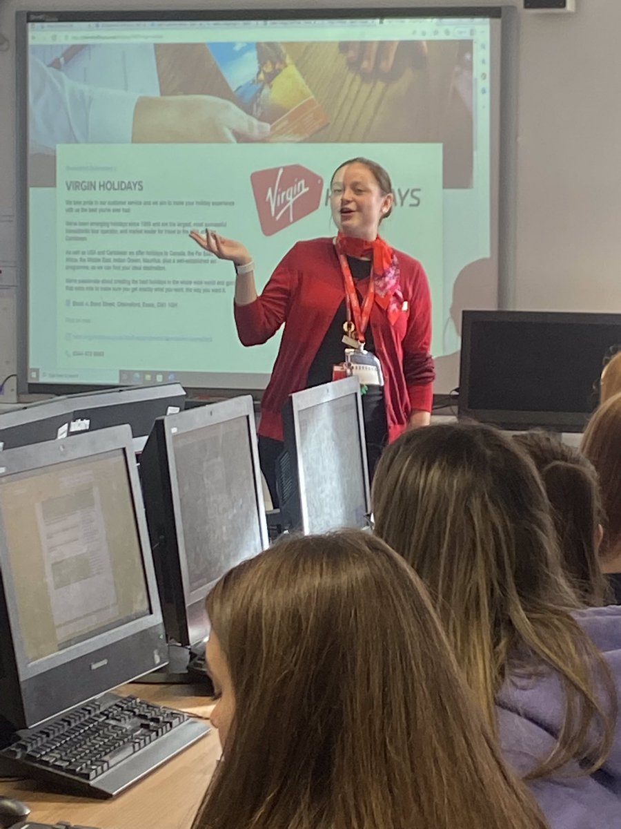 BTAExeColl's tweet photo. Today’s employer encounter for our L3 Travel and Tourism learners was with Sally from Virgin Holidays. Learning about the role of a travel agent, the perks and how to impress at interview. A huge THANK YOU to Sally for taking time out of her busy day to talk to us. #collaboration https://t.co/X3Xkt7mzU3