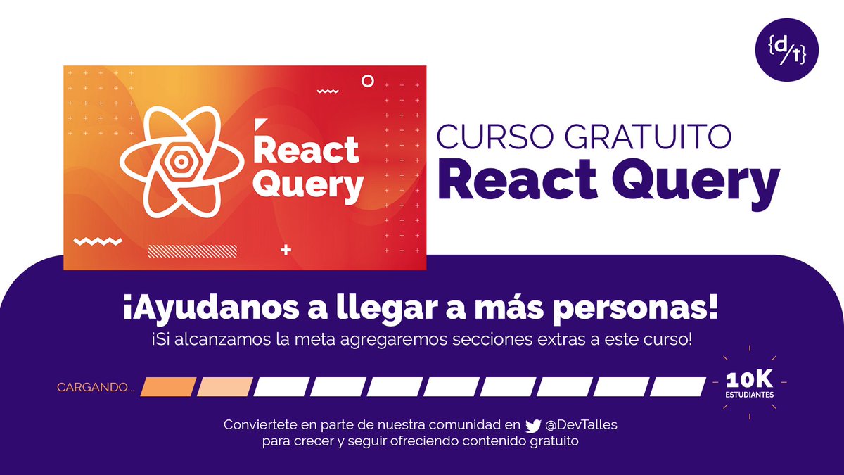 DevTalles's tweet image. ¡Ayúdanos a ser 10 Mil! Tenemos el curso exclusivo #ReactQuery pero queremos dar más contenido GRATIS🔥

Necesitamos 10,000 inscritos a React Query que además nos sigan en Twitter☑️😉

Al lograr esta meta, añadiremos las secciones de Mutaciones y más🔓👉🏻cursos.devtalles.com/courses/react-…