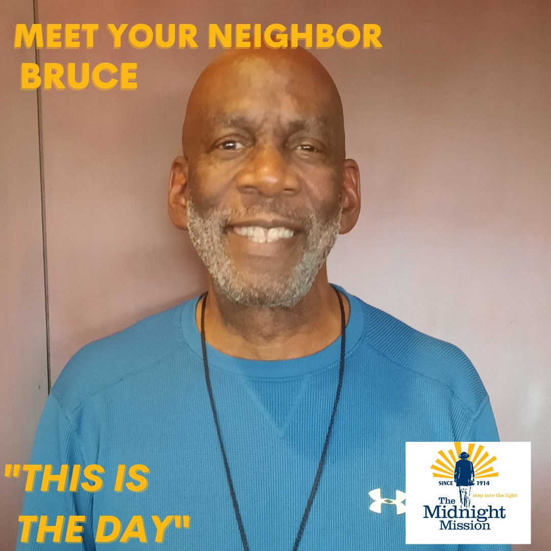 midnightmission's tweet photo. Meet Your Neighbor, Bruce.
Bruce loves to help others. From volunteering to supporting friends in their endeavors, Bruce constantly encourages others. How do you encourage your friends? #TMM #HomeLightFamily #thisistheday #transformlives #endhomelessness #dtla https://t.co/pUkulqKj9N
