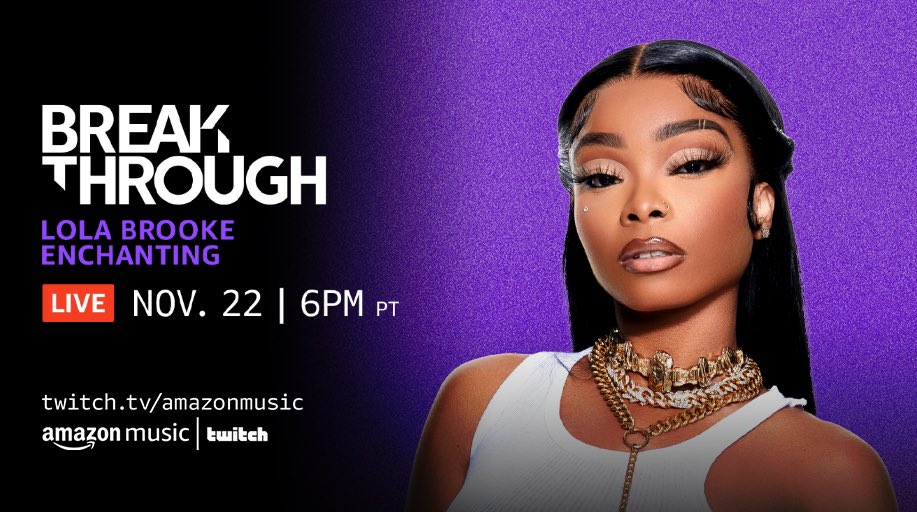 lolabrooke718's tweet photo. who is tuning into @amazonmusic’s twitch channel tmrw? Ima be a guest feature on the “ Breakthrough “ segment …

Be there at 6pm PT | 9pm ET 🐊
https://t.co/6HnbgaffnG https://t.co/3nUCMozTQp