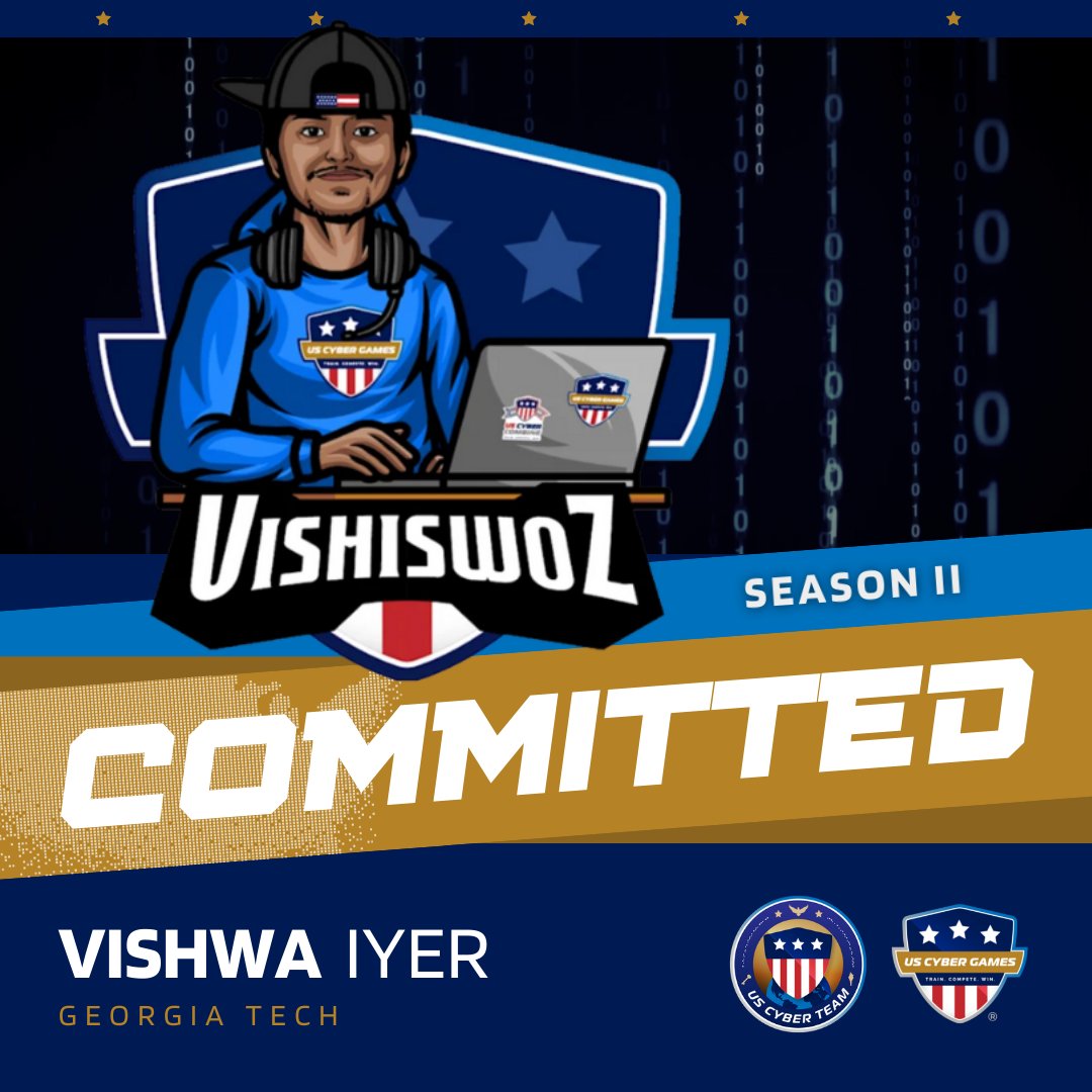 USCyberGames's tweet photo. The #USCyberTeam grows with Vishwa Iyer officially committing to join the team for Season II of the @USCyberGames. Stay up to date with more @USCyberGames events by becoming a #USCyberFan today: https://t.co/KCdRTfwEWd
#CyberGames #Cybersecurity https://t.co/kgTpVnSqnE