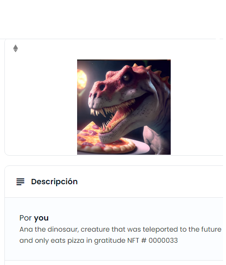Thepizza_Power's tweet photo. this is 33 #NFT
Name: Ana the dinosaur

ThePizza_Power at #OpenSeaNFT

https://t.co/v0Ll8umhRl

#NFTGiveaways #ETH #NFTs #NFTs #NFTCommunity https://t.co/2w2dvsZ7VK