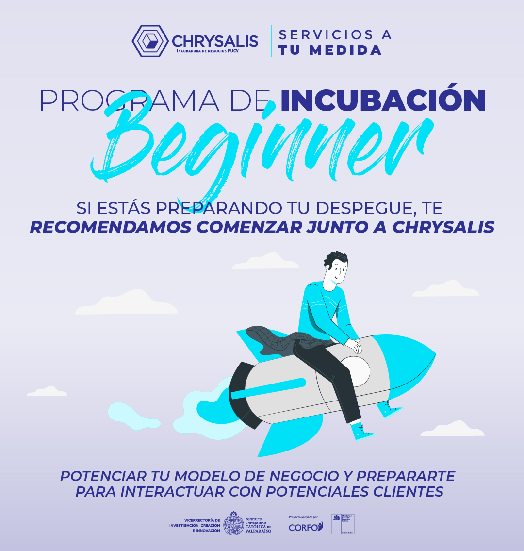 Para quién está diseñado el programa Beginner de Chrysalis❓ ⤵️
✔️ Emprendimientos que cuenten con una idea, primer modelo de negocio.
✔️ Quienes necesiten ajustar dentro de su modelo de negocio, la solución del problema identificado.

Escríbenos aquí: api.whatsapp.com/send?phone=569…