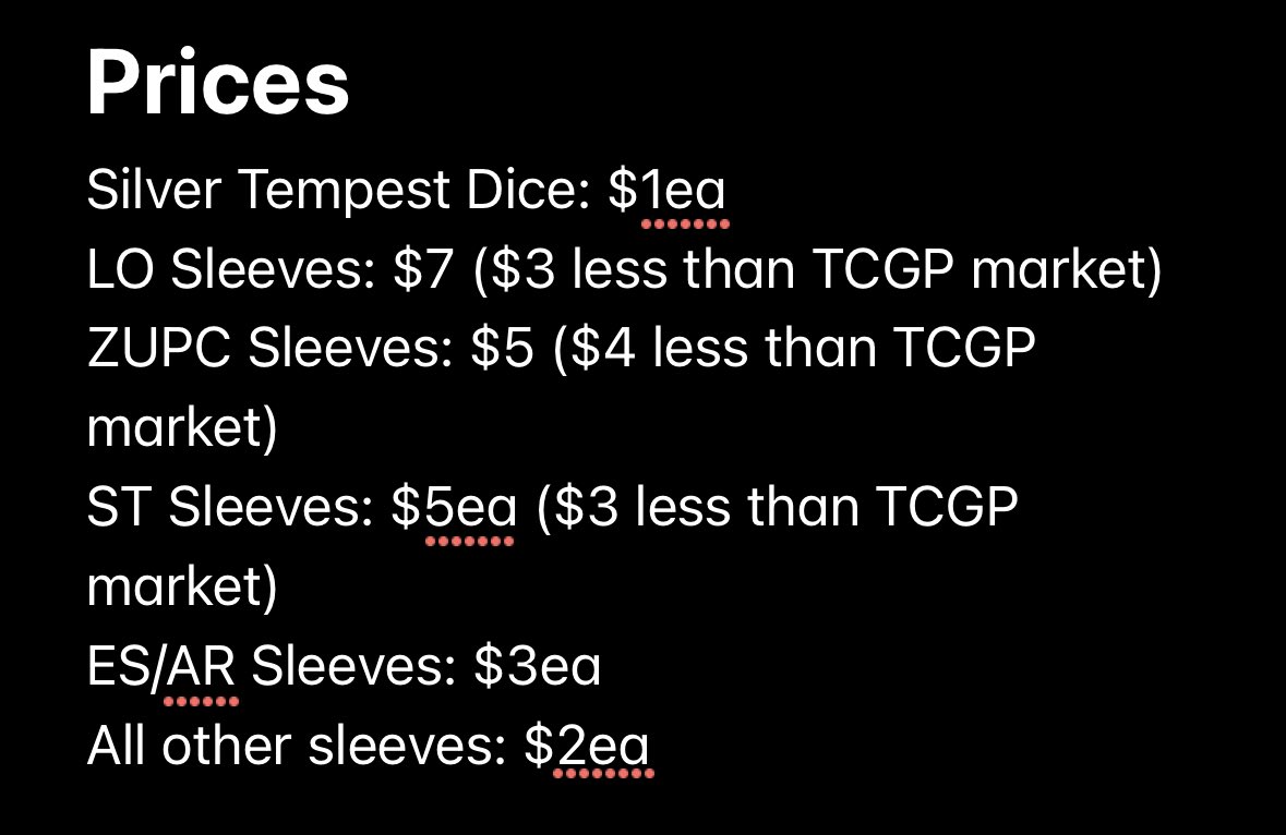 AnthonyMagNetiC's tweet photo. Anyone buy sleeves or dice?

All under market, some more than others

Shipping would vary based on how many you get (between $5-10) https://t.co/cytXSbN8Wv
