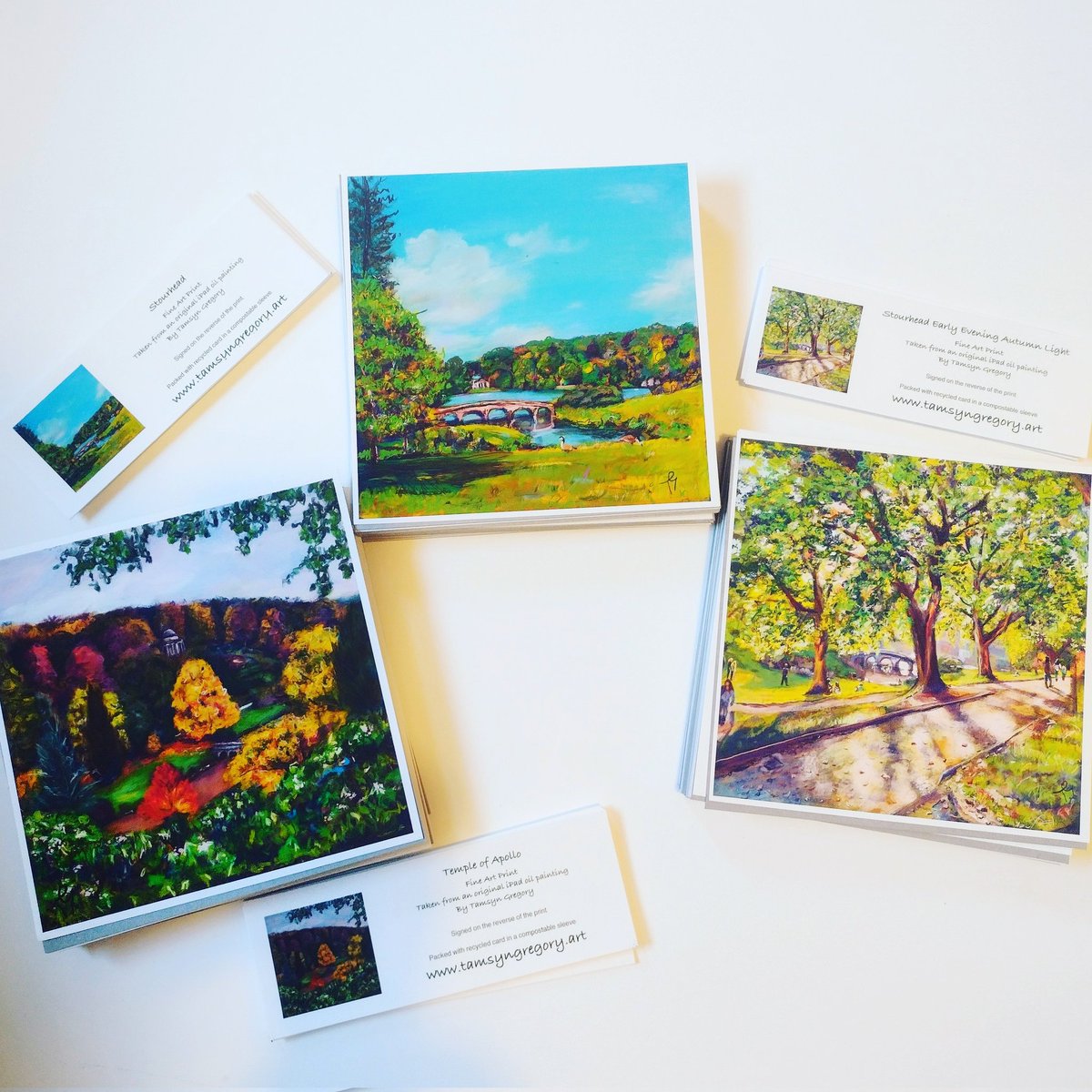 This afternoon was all about packing these prints ready to go into First View Gallery #Stourhead #excitingtimes #artistsontwitter #artist #landscapepainting