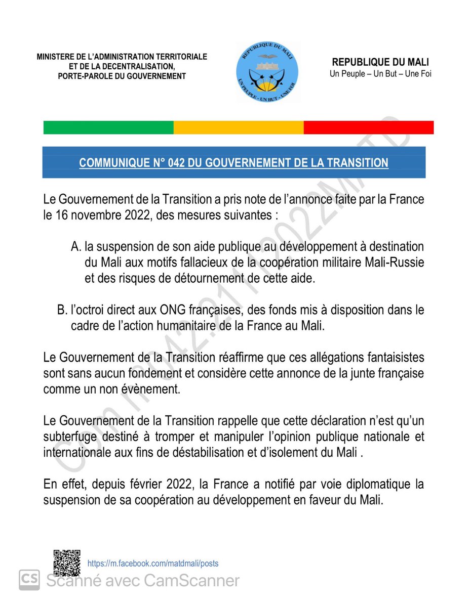 Ministère des Affaires étrangères du Mali tweet media