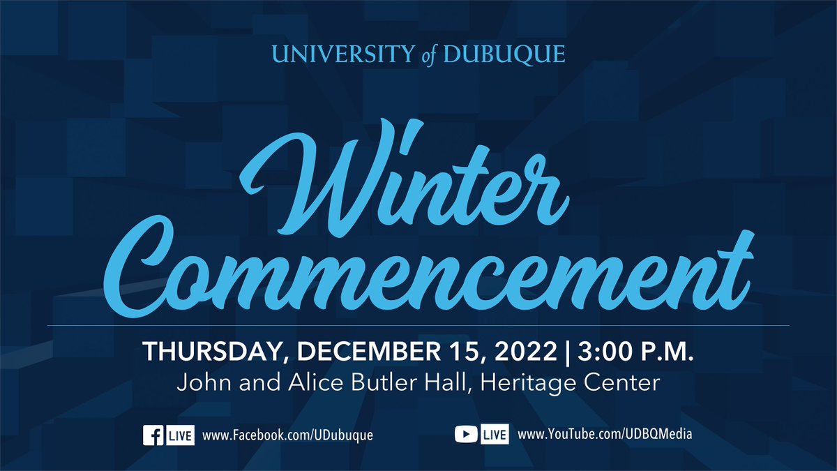 UDubuque's tweet photo. Winter Commencement 🎓 is less than a month away! We can’t wait to come together as a #UDubuque family to recognize and celebrate our graduates’ accomplishments. #2022UDGrad https://t.co/yq1hrb05xR