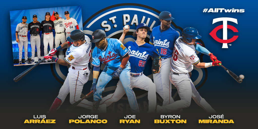 St. Paul Saints on X: Hey @Twins, these guys look great in your new  uniforms! We enjoyed having them wear our uniforms too. Congrats on the  exciting rebrand! #AllTwins  / X